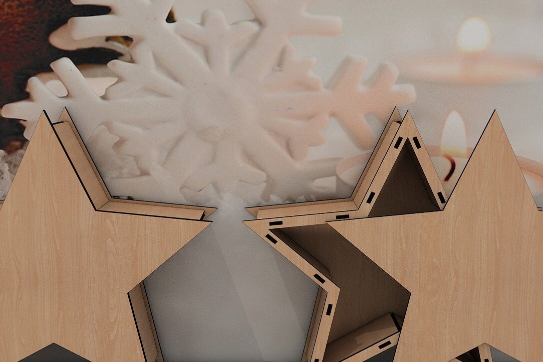 Σετ των 2 Intra απο ξύλο plywood 3mm-4mm πάχος – Star Box Files / Glowforge Δίασταση  20x20 cm INTRAFABR-43561195