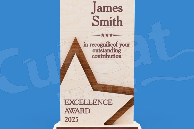 Σετ των 2 Intra απο ξύλο plywood 3mm-4mm πάχος – Αρχεία προτύπου τρόπαιο αποκοπής αστεριών Δίασταση  20x20 cm INTRAFABR-123677688