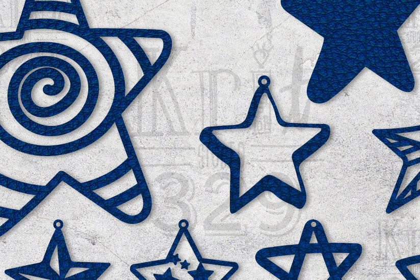 Σετ των 3 Intra απο ξύλο plywood 3mm-4mm πάχος – Πρότυπο λέιζερ σκουλαρίκι αστεριών Δίασταση  5x5 cm INTRAFABR-8683224