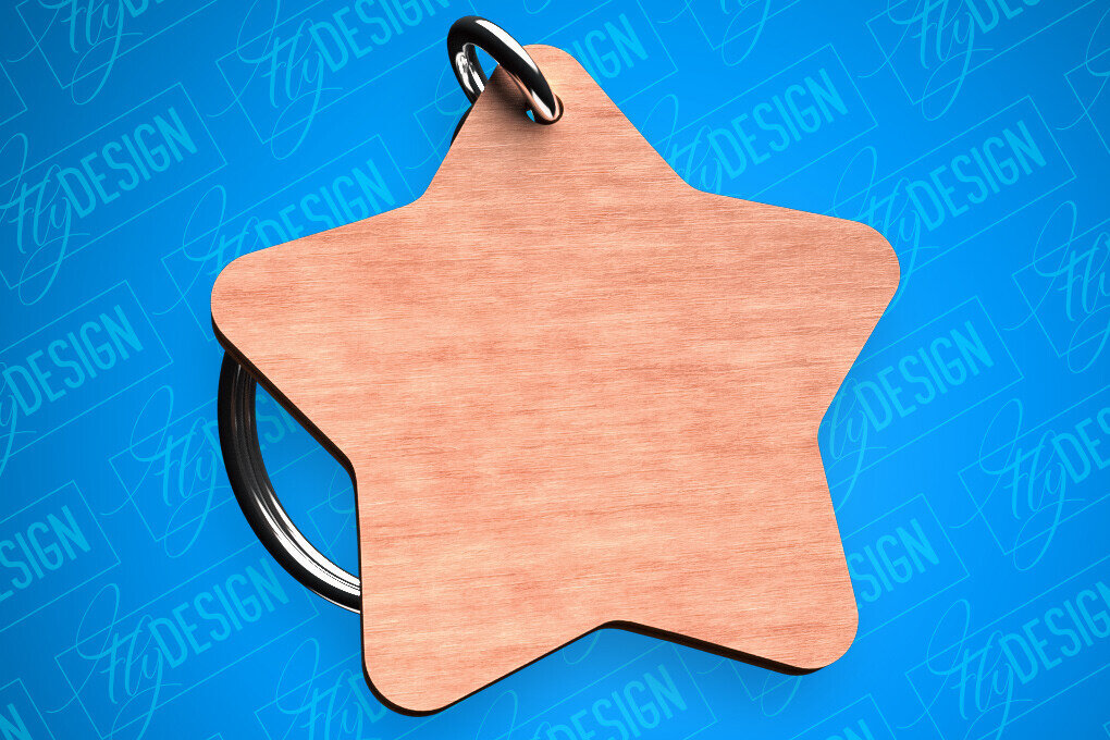 Σετ των 3 Intra απο ξύλο plywood 3mm-4mm πάχος – Star Keychain Shapes Δίασταση  5x5 cm INTRAFABR-82325563