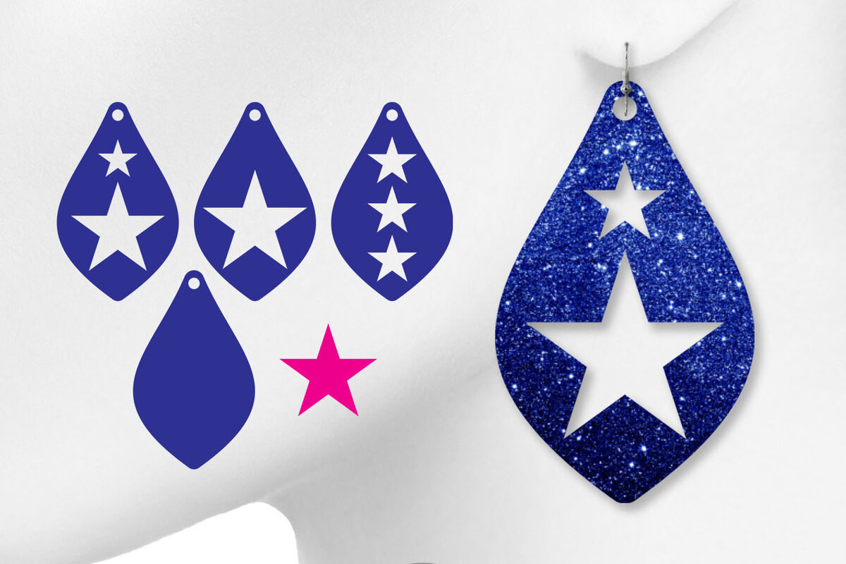 Σετ των 3 Intra απο ξύλο plywood 3mm-4mm πάχος – Δερμάτινα Σκουλαρίκια Star Δίασταση  5x5 cm INTRAFABR-9797182