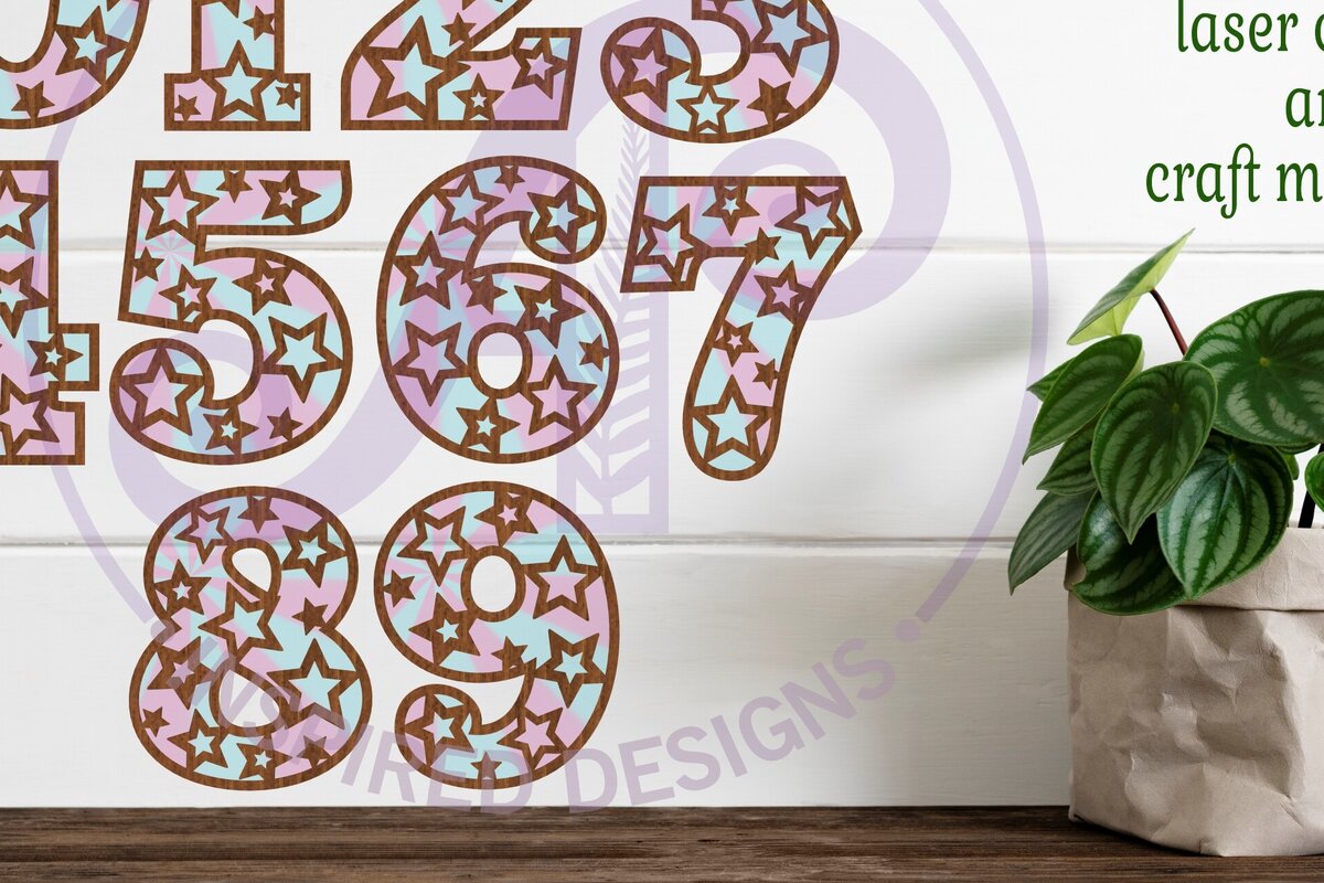 Σετ των 2 Intra απο ξύλο plywood 3mm-4mm πάχος – Αστέρι αριθμός δύο επιπέδων επιτοίχιας πινακίδας Cut Δίασταση  20x20 cm INTRAFABR-95885311