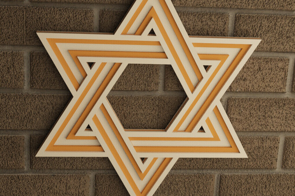 Σετ των 2 Intra απο ξύλο plywood 3mm-4mm πάχος – Στολίδι Star of David Δίασταση  20x20 cm INTRAFABR-115164114