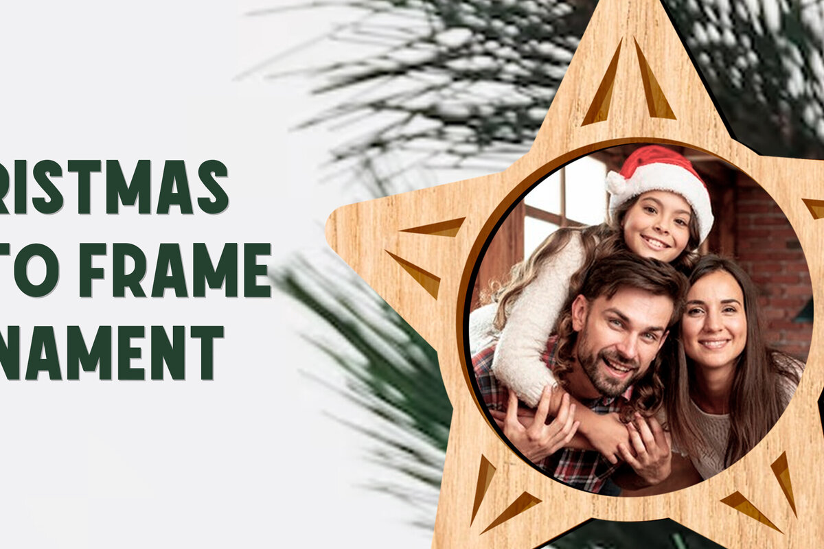 Σετ των 2 Intra απο ξύλο plywood 3mm-4mm πάχος – Star. Χριστουγεννιάτικο στολίδι κορνίζας Δίασταση  20x20 cm INTRAFABR-81910382