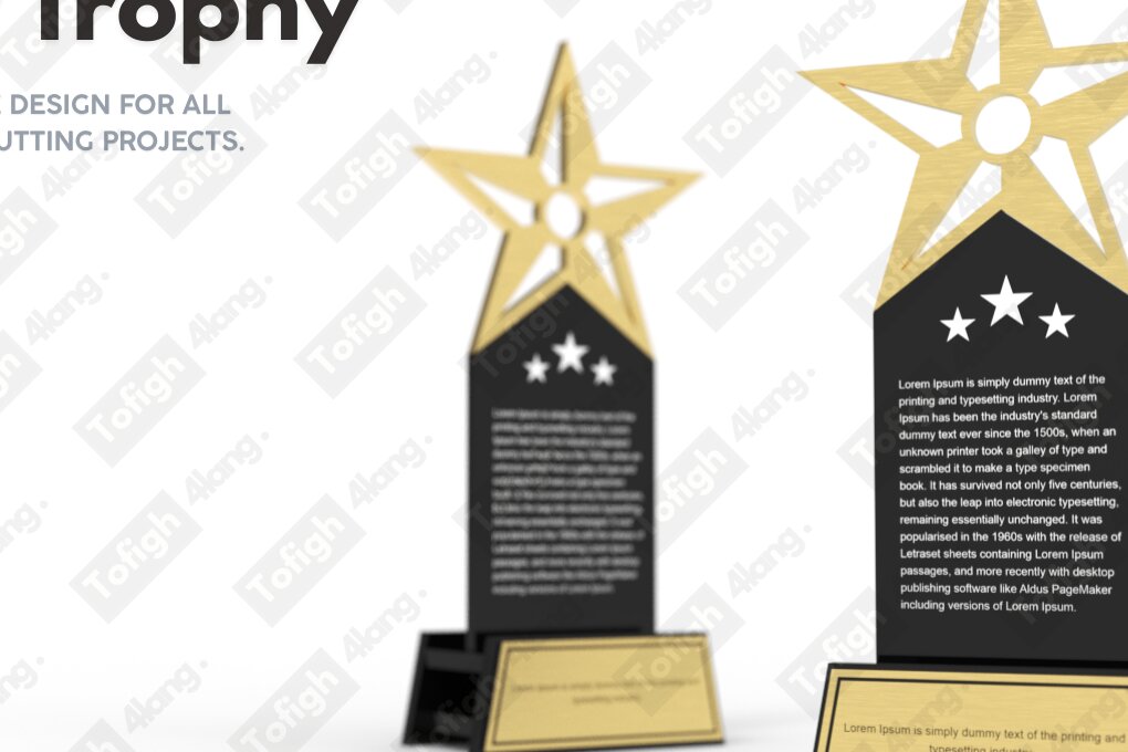 Σετ των 2 Intra απο ξύλο plywood 3mm-4mm πάχος –  κοπής με λέιζερ Star Trophy | Δίασταση  20x20 cm INTRAFABR-110719936