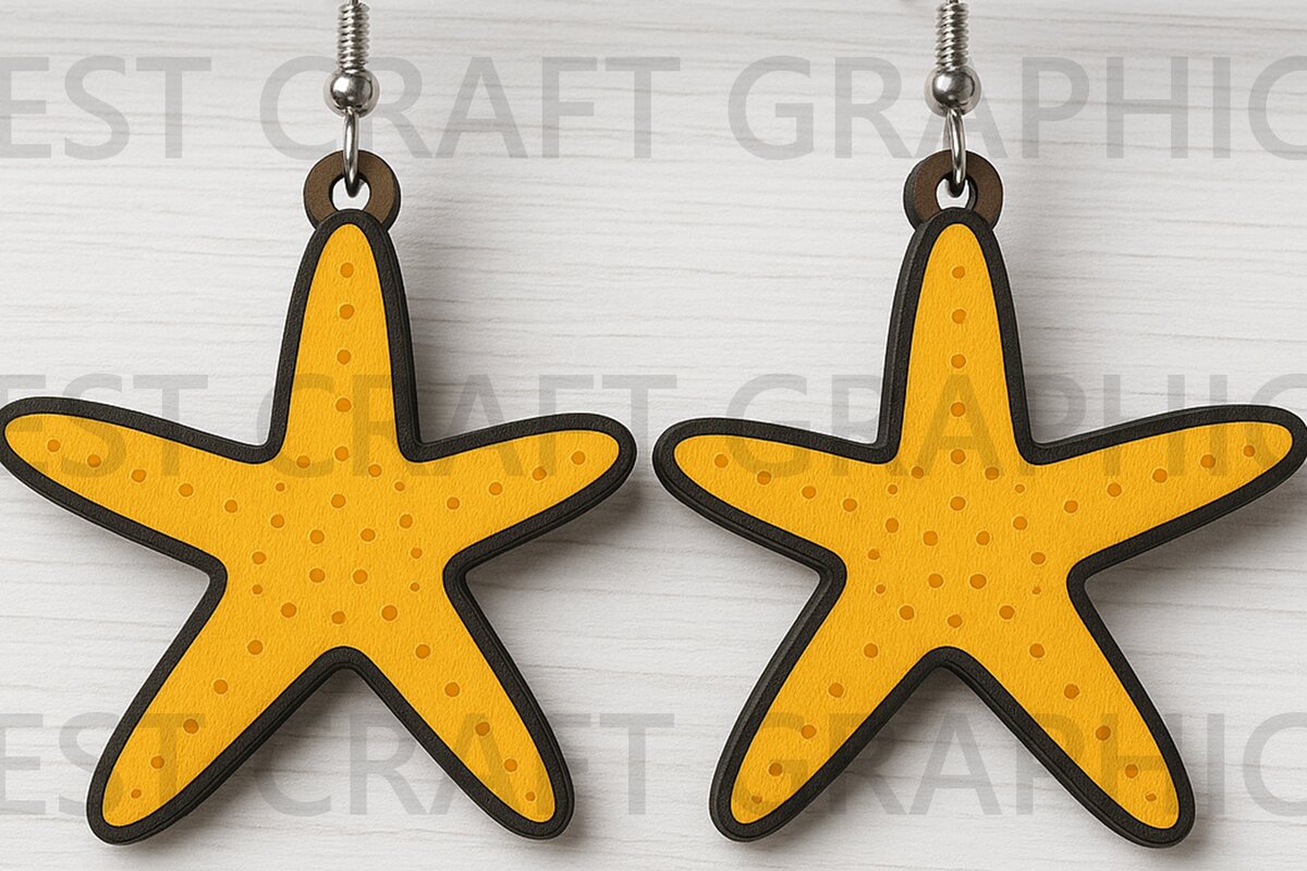 Σετ των 3 Intra απο ξύλο plywood 3mm-4mm πάχος – Αστερίας Σκουλαρίκια Δίασταση  5x5 cm INTRAFABR-123010251