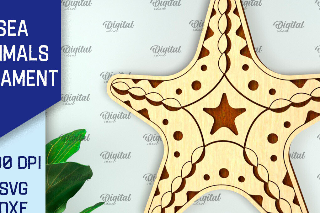 Σετ των 2 Intra απο ξύλο plywood 3mm-4mm πάχος – στολίδι αστερίας Δίασταση  20x20 cm INTRAFABR-99132730