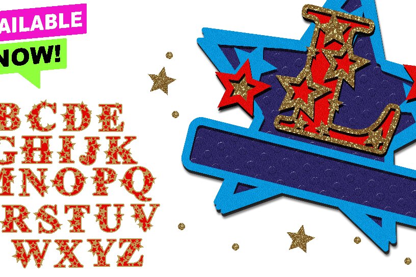 Σετ των 2 Intra απο ξύλο plywood 3mm-4mm πάχος – Stars Alphabet 3D Δίασταση  20x20 cm INTRAFABR-69715085