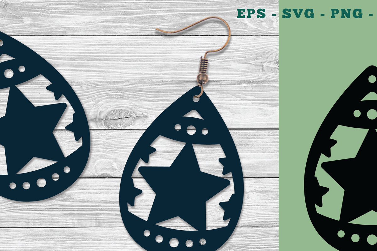 Σετ των 2 Intra απο ξύλο plywood 3mm-4mm πάχος – Stars Earrings Design 1 Δίασταση  5x5 cm INTRAFABR-111320090