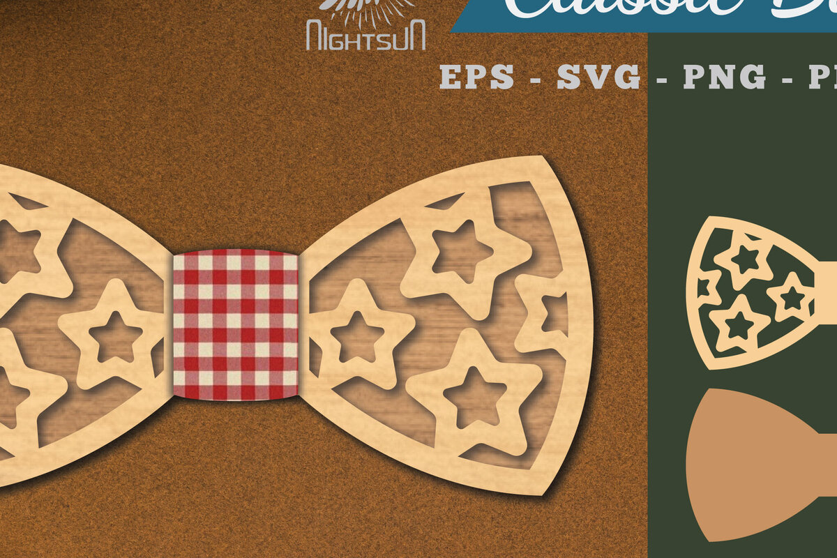 Σετ των 2 Intra απο ξύλο plywood 3mm-4mm πάχος – Παπιγιόν Stars Δίασταση  20x20 cm INTRAFABR-112131574