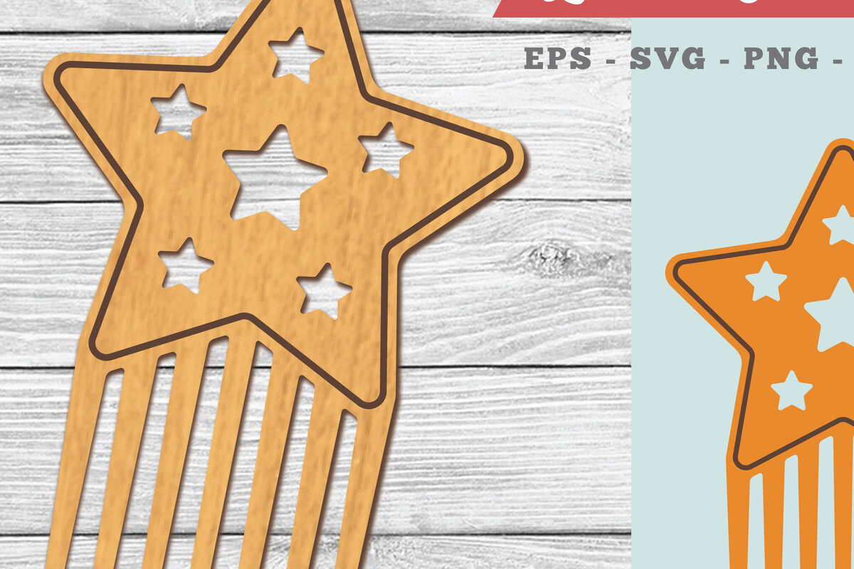 Σετ των 2 Intra απο ξύλο plywood 3mm-4mm πάχος – Stars Comb Δίασταση  20x20 cm INTRAFABR-104778589