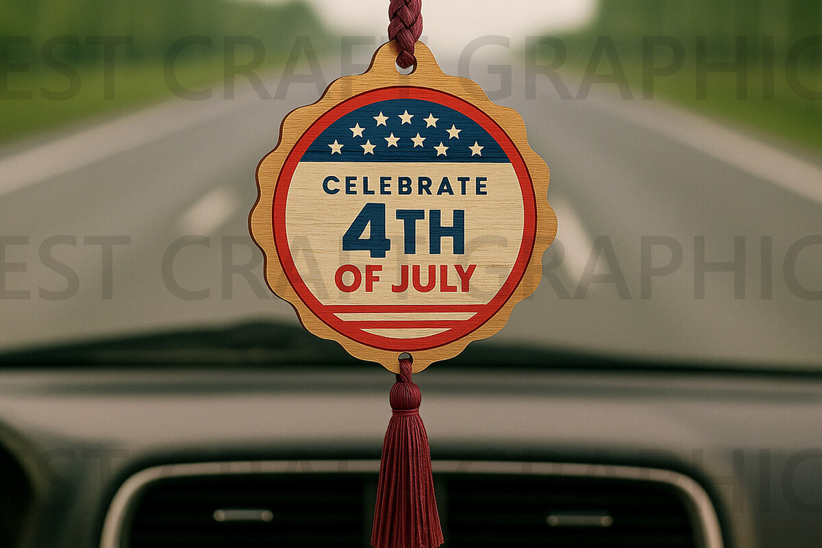 Σετ των 2 Intra απο ξύλο plywood 3mm-4mm πάχος – Σήμα Stars &amp; Stripes 4 Ιουλίου Δίασταση  20x20 cm INTRAFABR-123889382