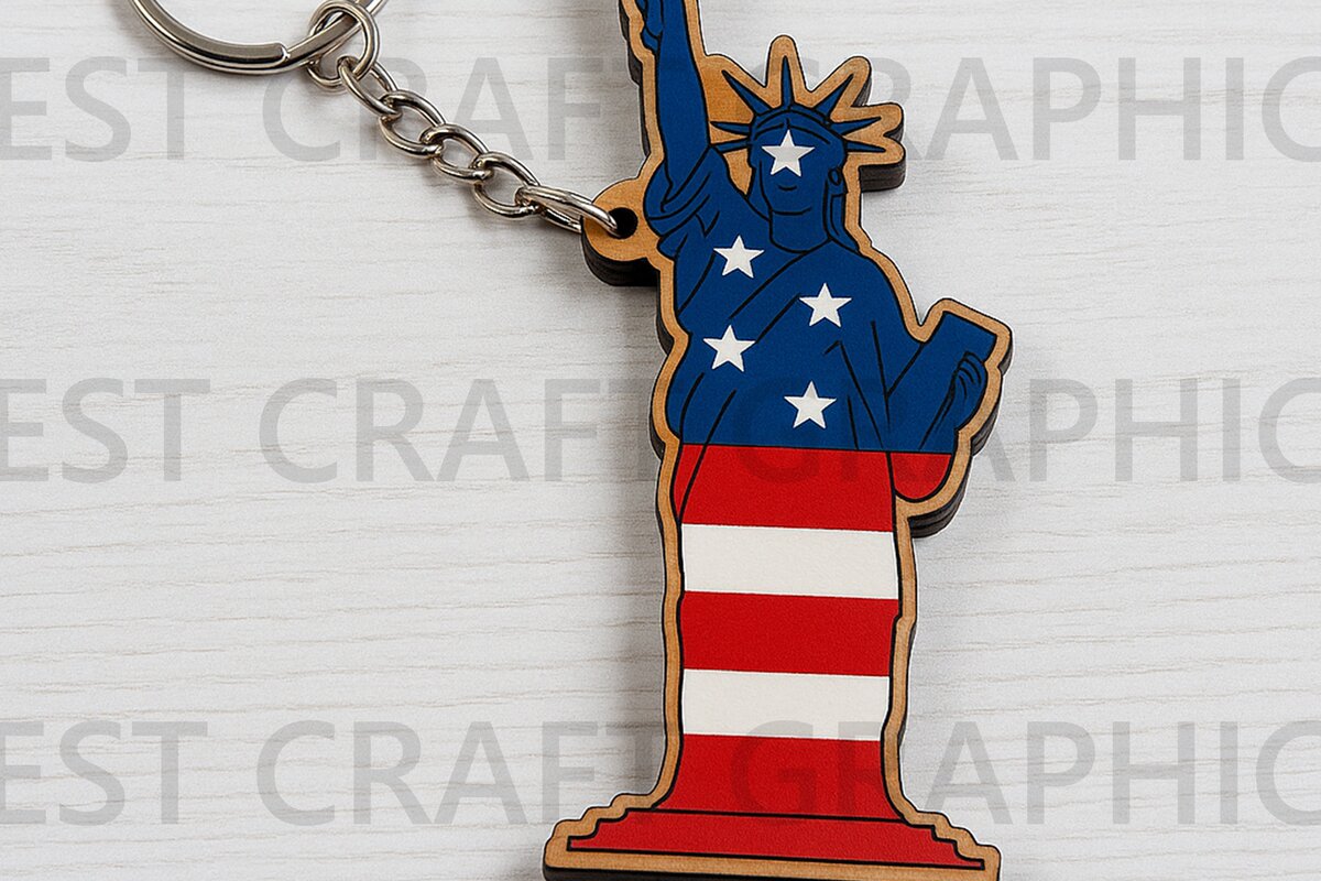 Σετ των 3 Intra απο ξύλο plywood 3mm-4mm πάχος – Μπρελόκ Άγαλμα της Ελευθερίας Δίασταση  5x5 cm INTRAFABR-122937414