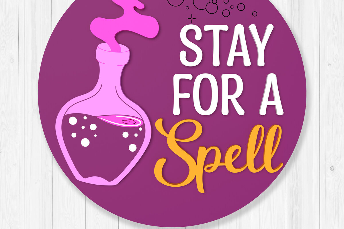 Intra απο ξύλο plywood 3mm-4mm πάχος – Stay for a Spell, Halloween Sign 3d Δίασταση  40x30 cm INTRAFABR-105325945