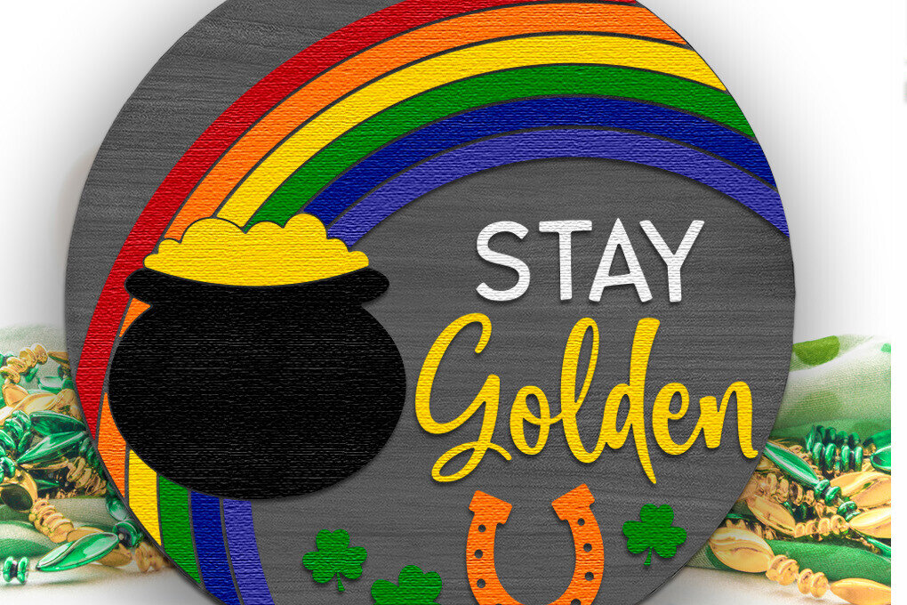 Σετ των 2 Intra απο ξύλο plywood 3mm-4mm πάχος – Stay Golden, St. Patty's Day Door Δίασταση  20x20 cm INTRAFABR-115527861