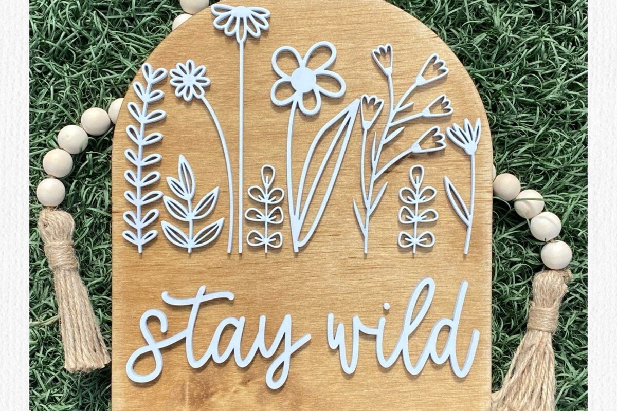 Σετ των 2 Intra απο ξύλο plywood 3mm-4mm πάχος – Stay Wild Boho Arch Decor Laser Δίασταση  20x20 cm INTRAFABR-44638756