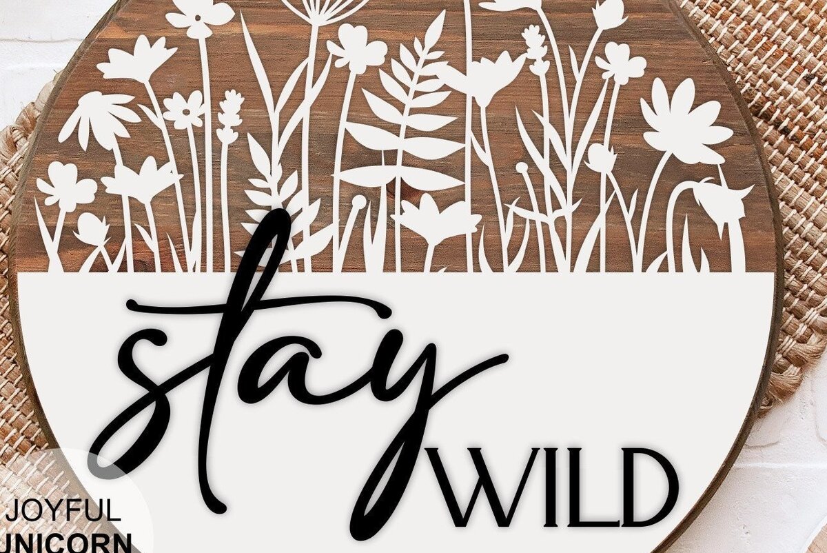 Σετ των 2 Intra απο ξύλο plywood 3mm-4mm πάχος – Stay Wild Round σημάδι Δίασταση  20x20 cm INTRAFABR-31922213