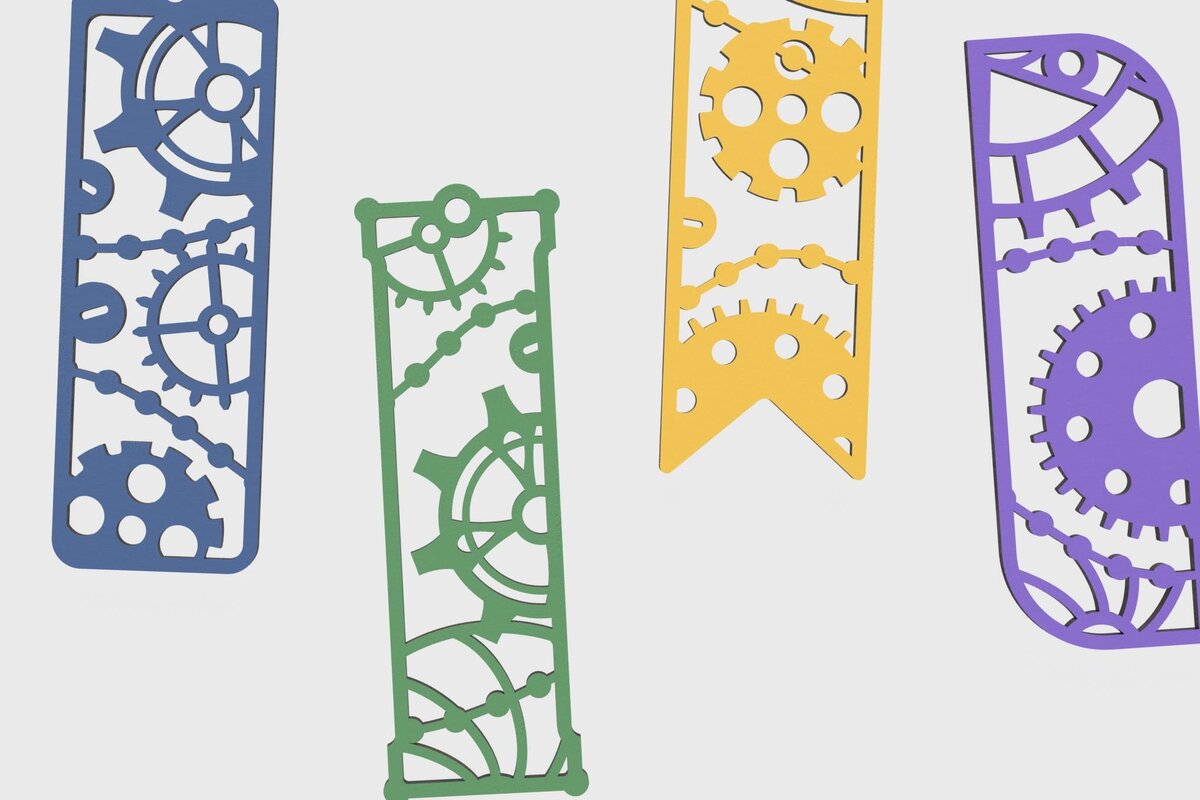 Σετ των 2 Intra απο ξύλο plywood 3mm-4mm πάχος – Σελιδοδείκτες Steampunk για Δίασταση  20x20 cm INTRAFABR-74476713