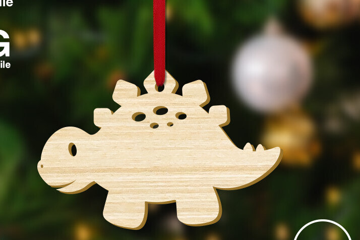 Σετ των 2 Intra απο ξύλο plywood 3mm-4mm πάχος – Χριστουγεννιάτικο στολίδι Stegosaurus Dinosaur Δίασταση  20x20 cm INTRAFABR-83700756