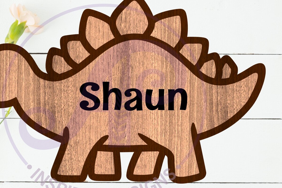 Σετ των 2 Intra απο ξύλο plywood 3mm-4mm πάχος – Σήμα στρώματος περιγράμματος δεινοσαύρου Stegosaurus Δίασταση  20x20 cm INTRAFABR-110796654