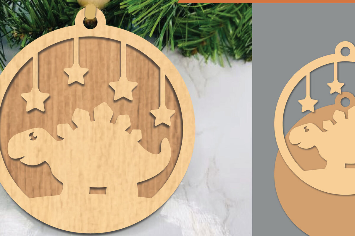 Σετ των 2 Intra απο ξύλο plywood 3mm-4mm πάχος – Στολίδι Stegosaurus 2 Δίασταση  20x20 cm INTRAFABR-106021259