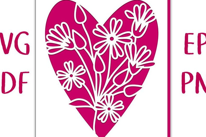 Σετ των 2 Intra απο ξύλο plywood 3mm-4mm πάχος – Αρχείο κομμένου κάρτας Stellaria Flower Heart Δίασταση  20x20 cm INTRAFABR-36042735