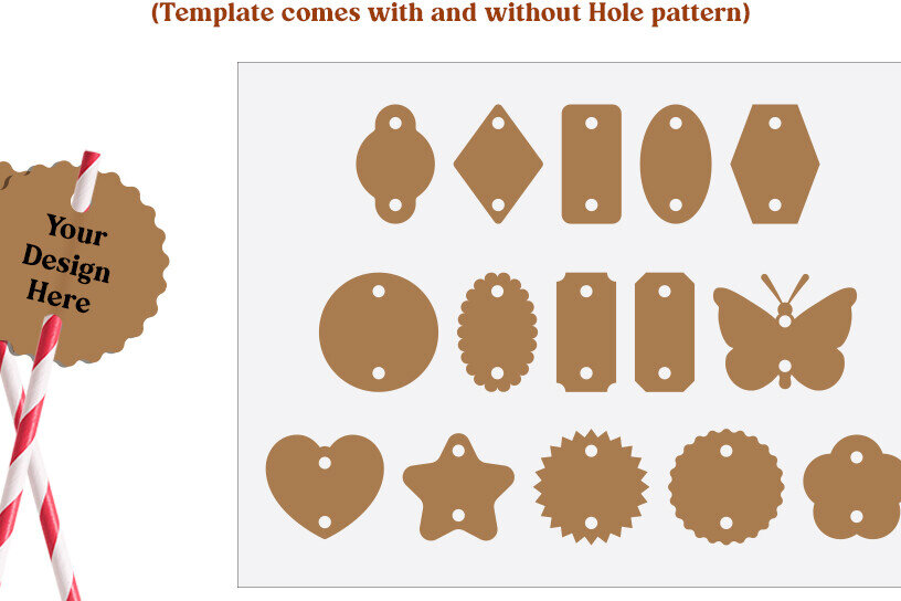 Σετ των 2 Intra απο ξύλο plywood 3mm-4mm πάχος – Straw Tag, Straw Topper Template Δίασταση  20x20 cm INTRAFABR-116019970