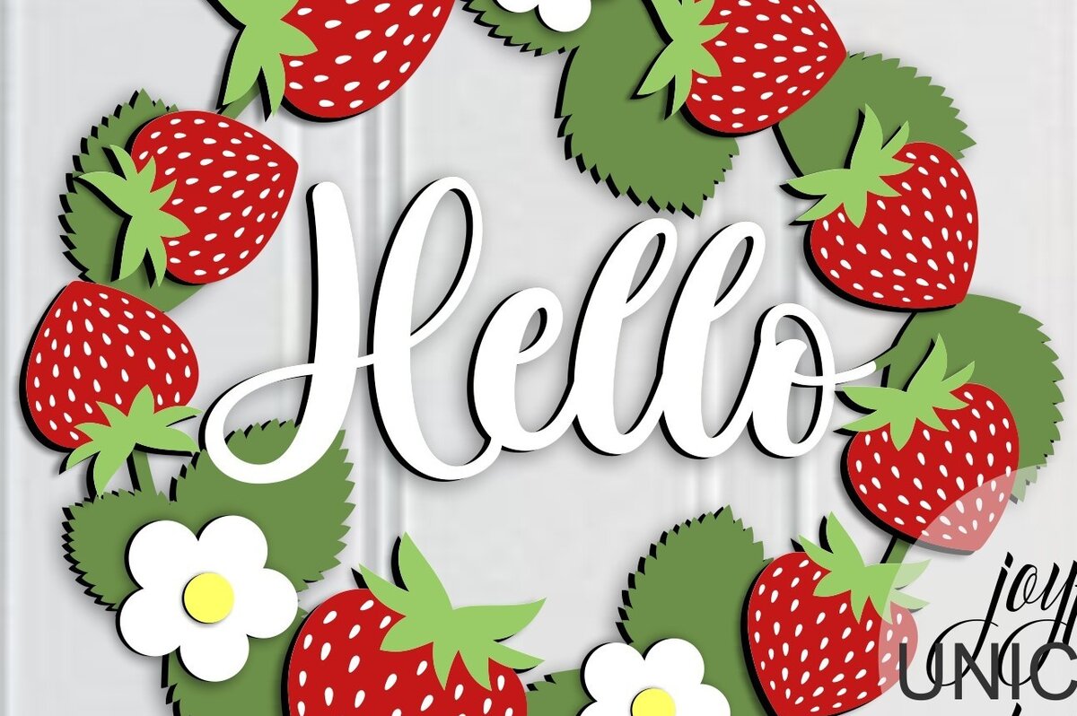 Σετ των 2 Intra απο ξύλο plywood 3mm-4mm πάχος – Strawberry Welcome Round Δίασταση  20x20 cm INTRAFABR-67603369