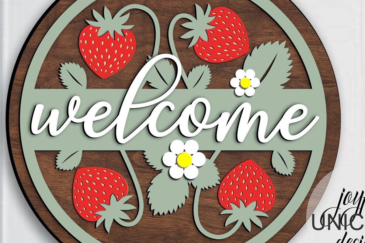 Intra απο ξύλο plywood 3mm-4mm πάχος – Strawberry Welcome Sign Αρχείο Δίασταση  40x30 cm INTRAFABR-65629430