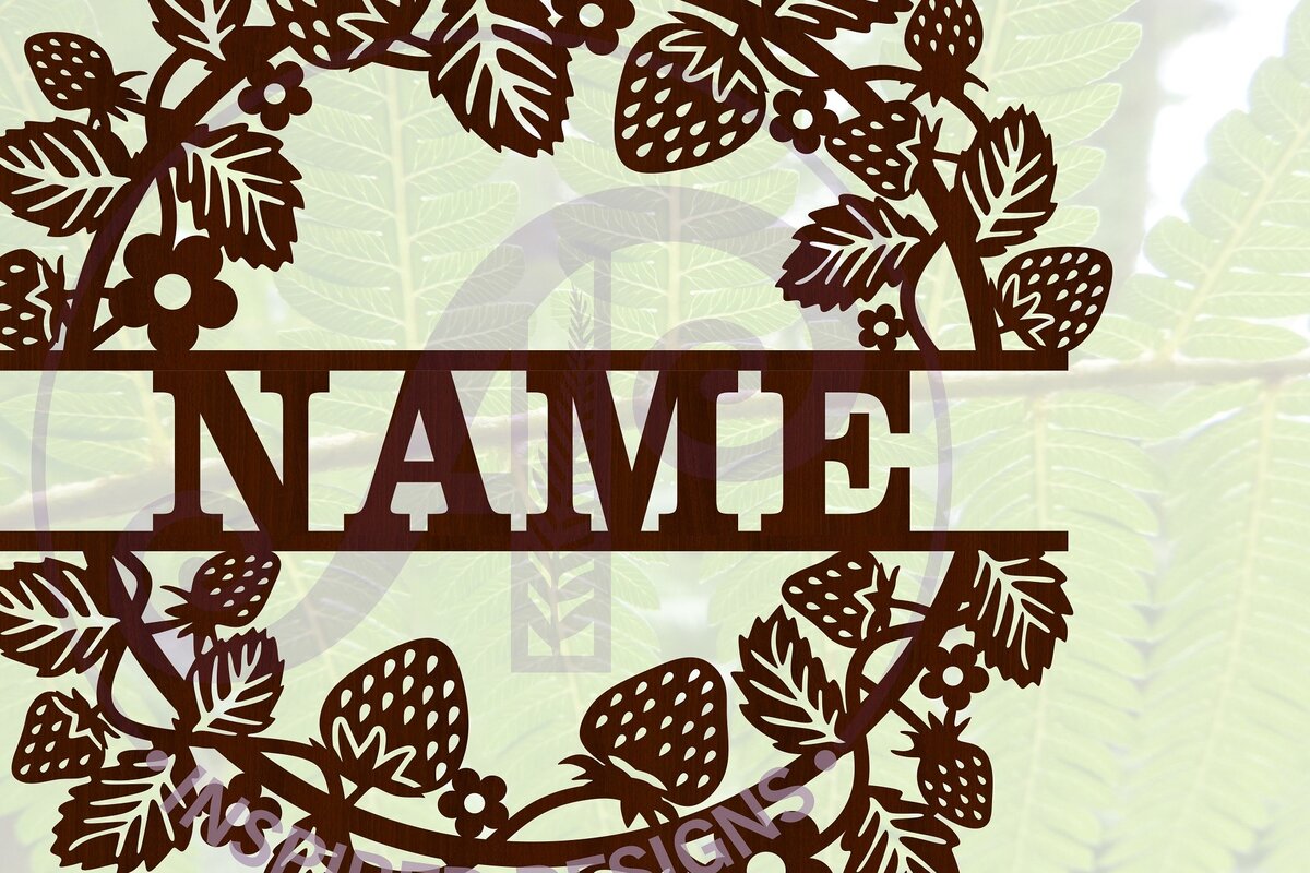 Σετ των 2 Intra απο ξύλο plywood 3mm-4mm πάχος – Προσωποποιημένη πινακίδα στεφάνι φράουλας Δίασταση  20x20 cm INTRAFABR-66198086