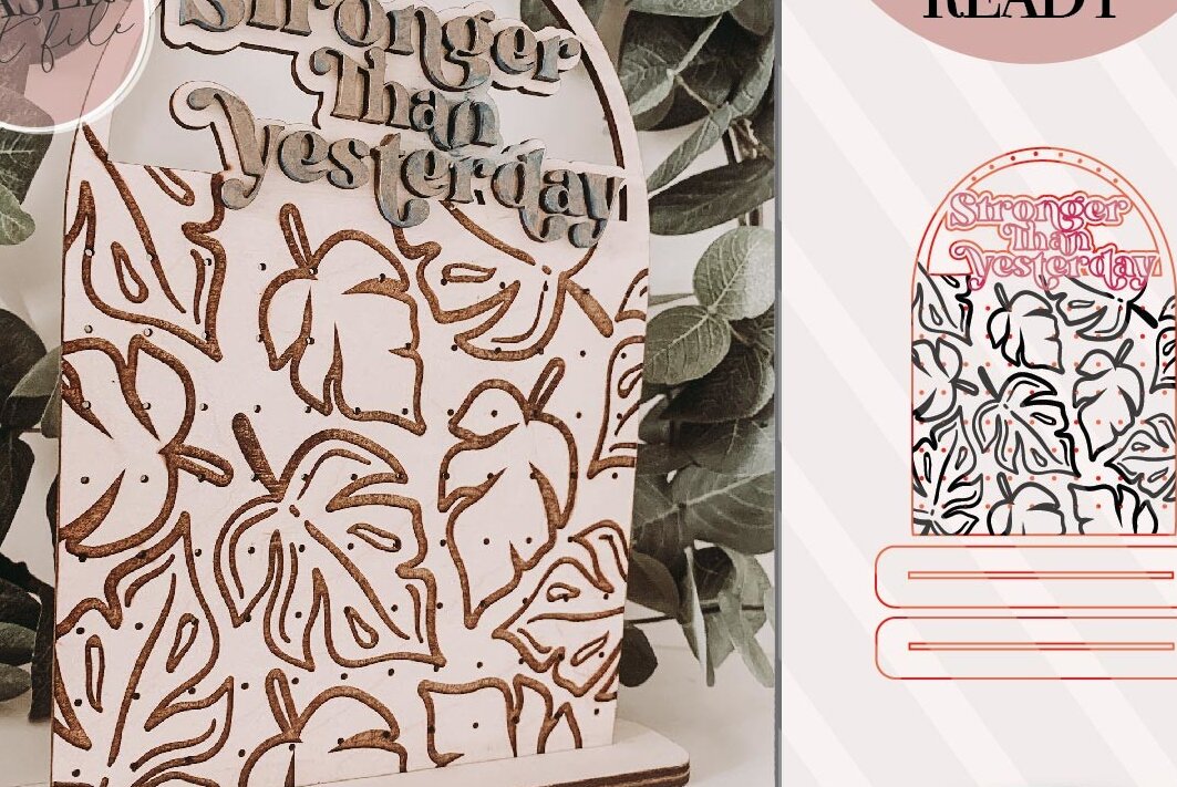 Σετ των 2 Intra απο ξύλο plywood 3mm-4mm πάχος – Πιο ισχυρό από χθες, Αρχείο κοπής με λέιζερ με βάση σκουλαρικιών Δίασταση  20x20 cm INTRAFABR-73358020