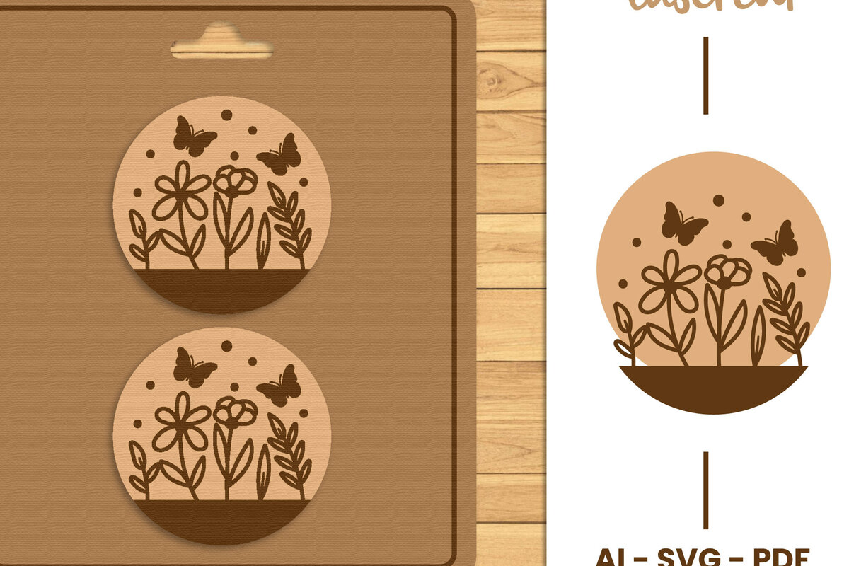 Σετ των 2 Intra απο ξύλο plywood 3mm-4mm πάχος – Stud Earring Lasercut - Αρχείο Lasercut Δίασταση  5x5 cm INTRAFABR-120997727