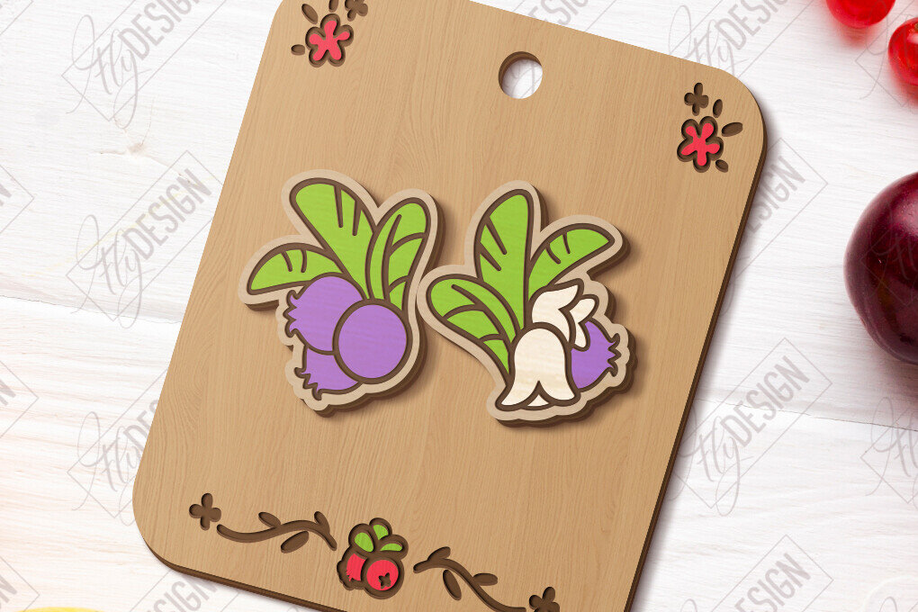 Σετ των 2 Intra απο ξύλο plywood 3mm-4mm πάχος – Stud Earrings Berries| Μούρο Δίασταση  5x5 cm INTRAFABR-121133203