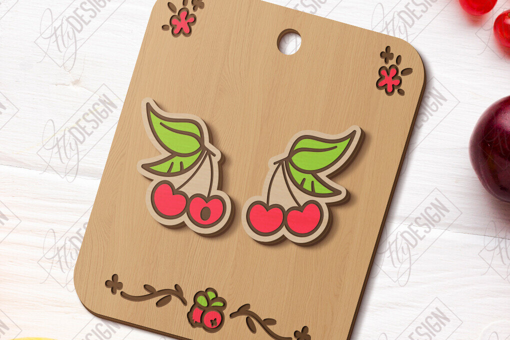 Σετ των 3 Intra απο ξύλο plywood 3mm-4mm πάχος – Stud Earrings Berries| Μούρο Δίασταση  5x5 cm INTRAFABR-121133206