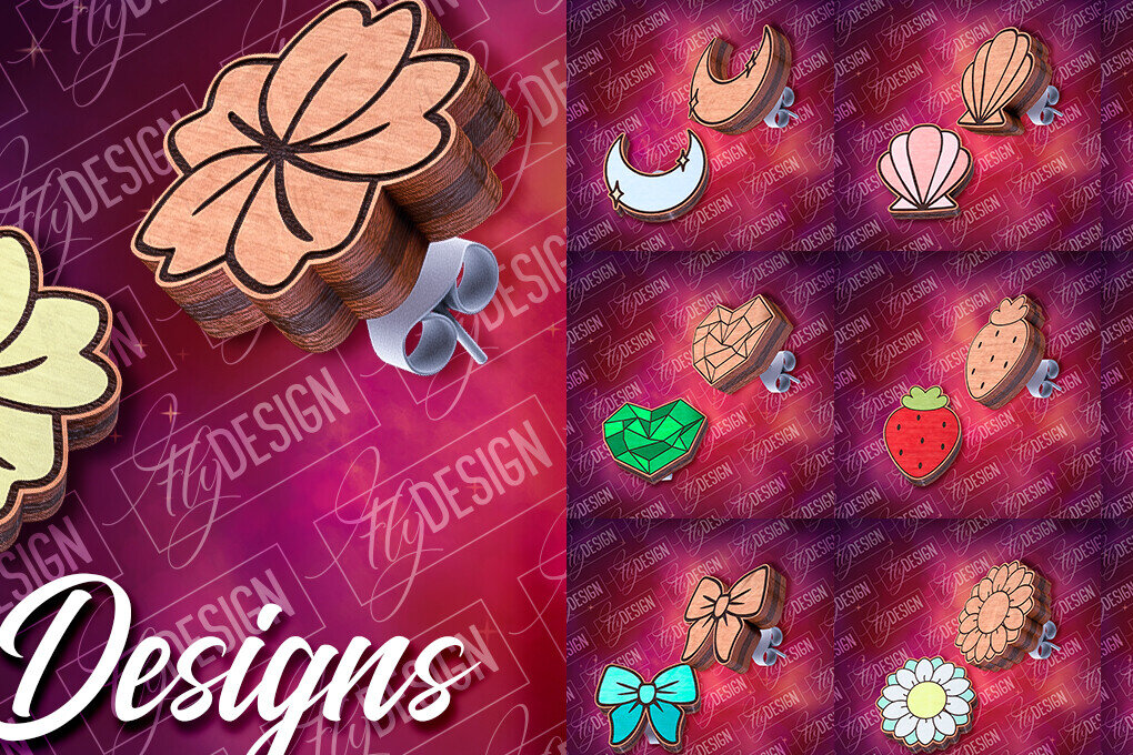 Σετ των 3 Intra απο ξύλο plywood 3mm-4mm πάχος – Σκουλαρίκια Stud| Αξεσουάρ Δίασταση  5x5 cm INTRAFABR-84106965