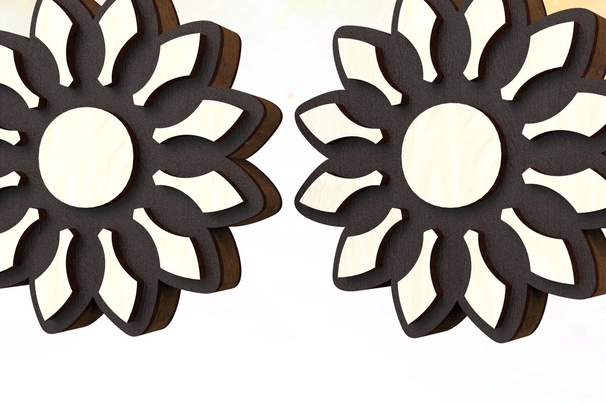 Σετ των 3 Intra απο ξύλο plywood 3mm-4mm πάχος – Σκουλαρίκια Stud Sun Δίασταση  5x5 cm INTRAFABR-122184301