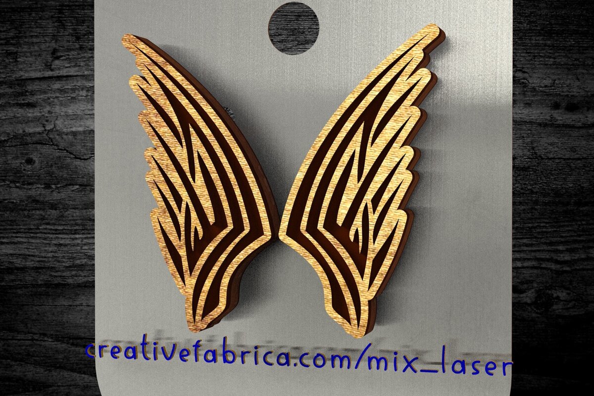 Σετ των 2 Intra απο ξύλο plywood 3mm-4mm πάχος – File Tribal Wing για Stud Earrings Δίασταση  5x5 cm INTRAFABR-122115775