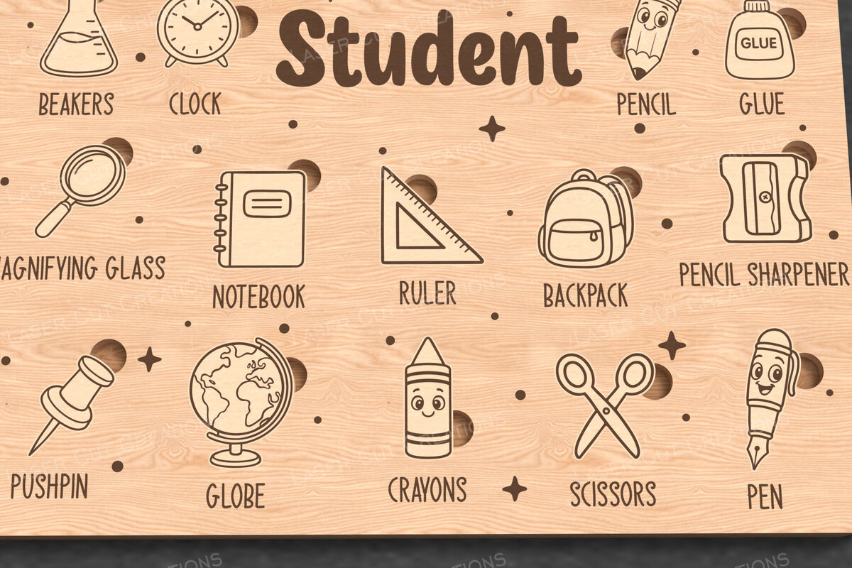 Σετ των 2 Intra απο ξύλο plywood 3mm-4mm πάχος – Παζλ Μαθητικών Προμηθειών - Δίασταση  20x20 cm INTRAFABR-123160853