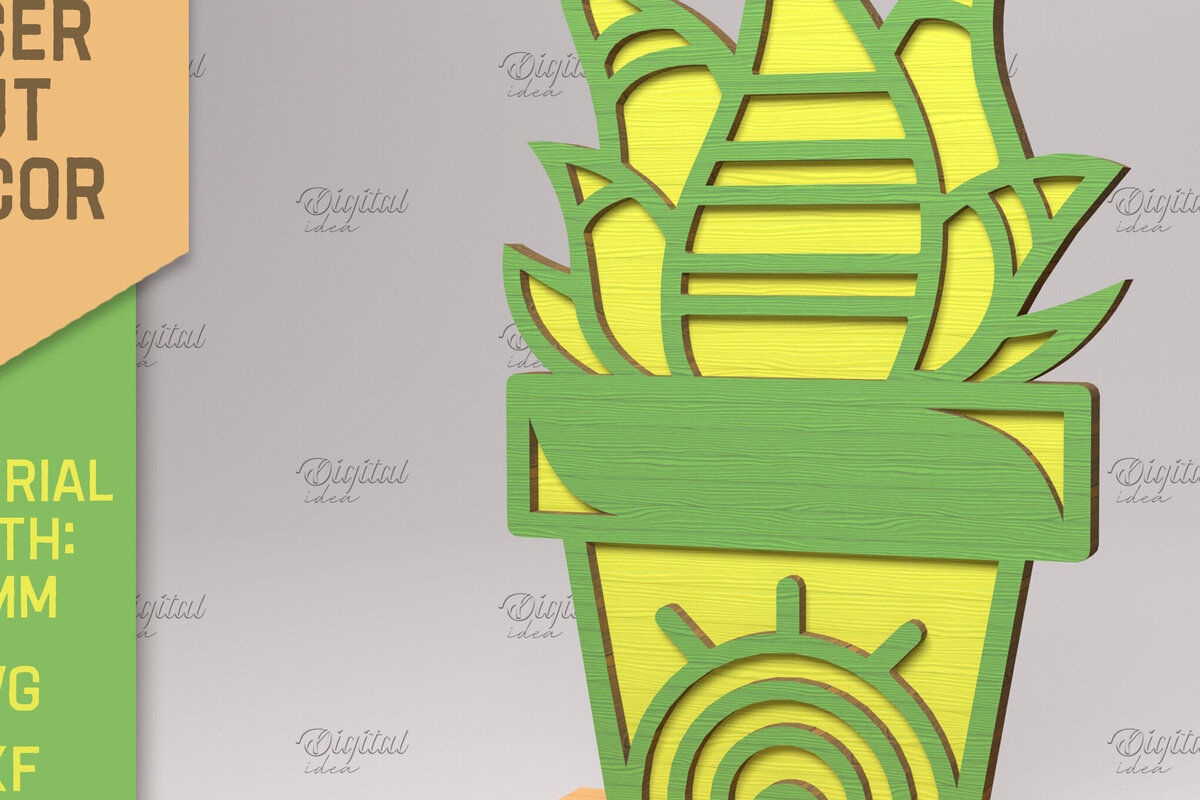 Σετ των 2 Intra απο ξύλο plywood 3mm-4mm πάχος – Χυμώδεις. Τρισδιάστατος κάκτος με στρώματα Δίασταση  20x20 cm INTRAFABR-83506111