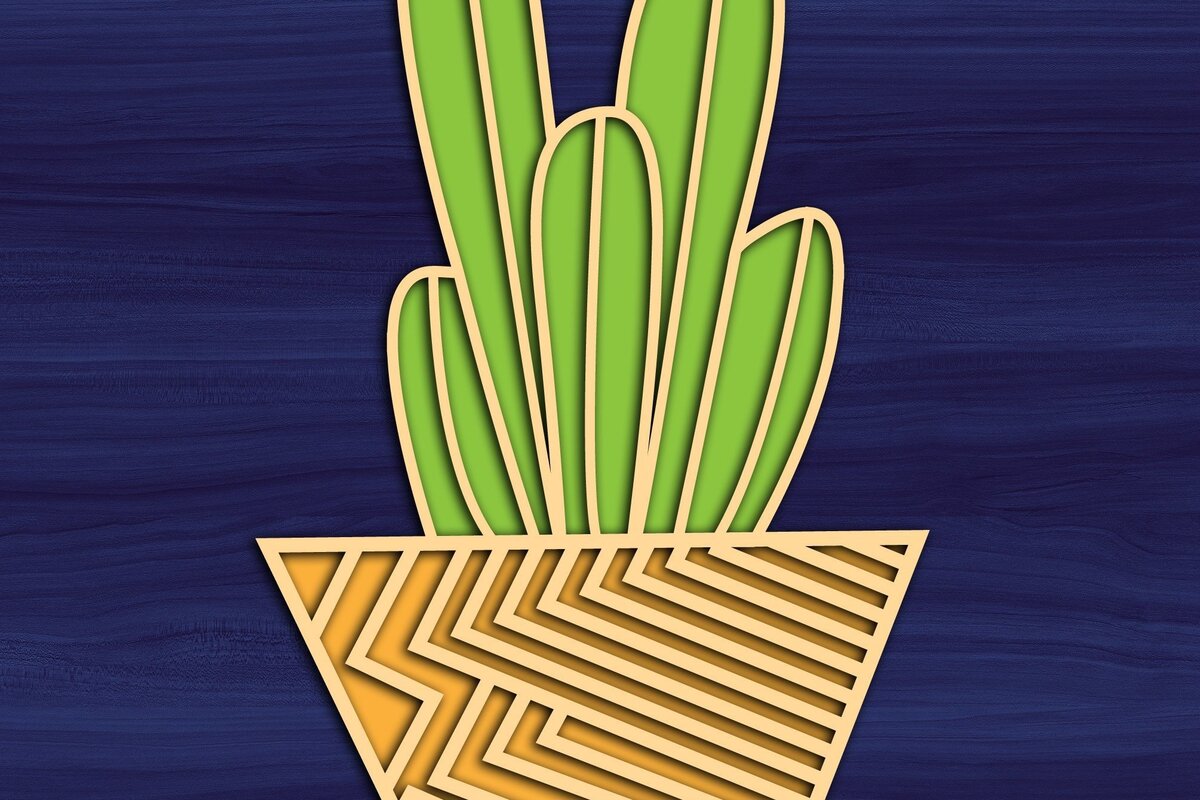 Σετ των 2 Intra απο ξύλο plywood 3mm-4mm πάχος – Αποκοπή αρχείου Succulent Magnet Δίασταση  20x20 cm INTRAFABR-31678612