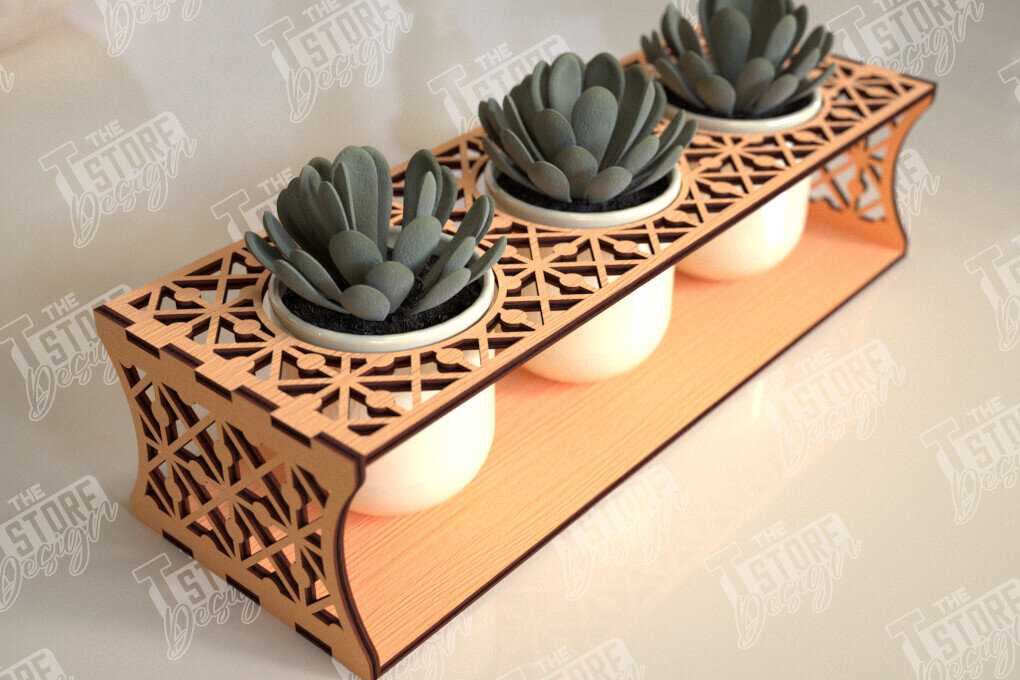 Σετ των 2 Intra απο ξύλο plywood 3mm-4mm πάχος – Στάση φυτευτών παχύφυτων | Κάτοχος λουλουδιών Δίασταση  20x20 cm INTRAFABR-101713502