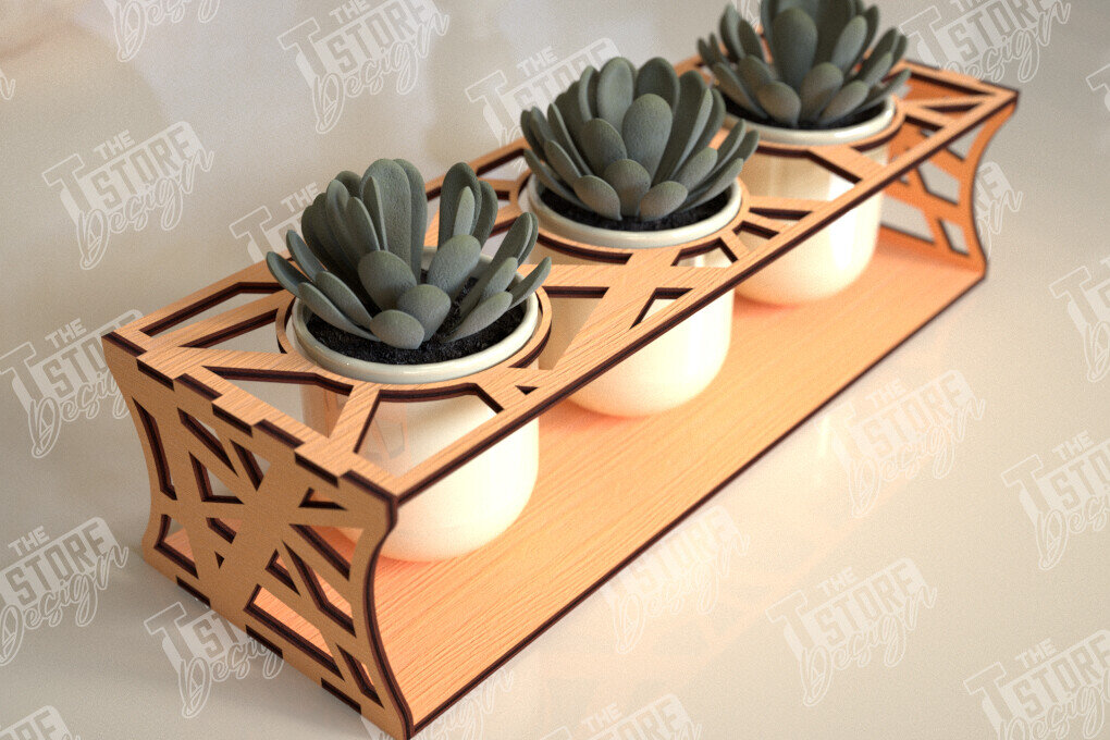 Σετ των 2 Intra απο ξύλο plywood 3mm-4mm πάχος – Στάση φυτευτών παχύφυτων | Κάτοχος λουλουδιών Δίασταση  20x20 cm INTRAFABR-101713509