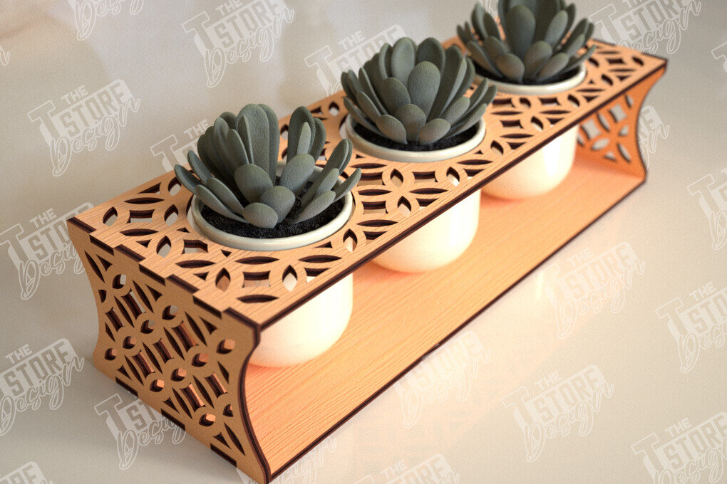 Σετ των 2 Intra απο ξύλο plywood 3mm-4mm πάχος – Στάση φυτευτών παχύφυτων | Κάτοχος λουλουδιών Δίασταση  20x20 cm INTRAFABR-101713515