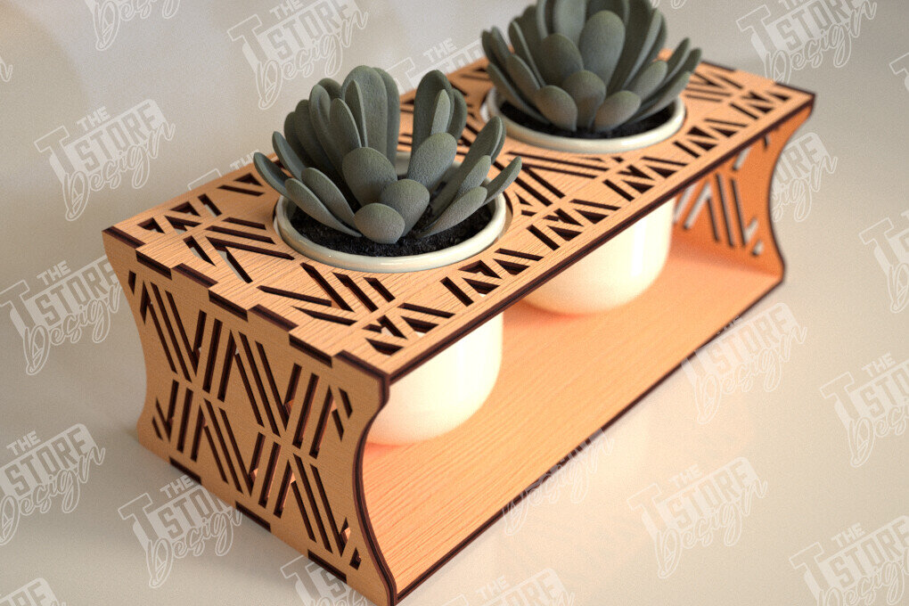 Σετ των 2 Intra απο ξύλο plywood 3mm-4mm πάχος – Στάση φυτευτών παχύφυτων | Κάτοχος λουλουδιών Δίασταση  20x20 cm INTRAFABR-101713528