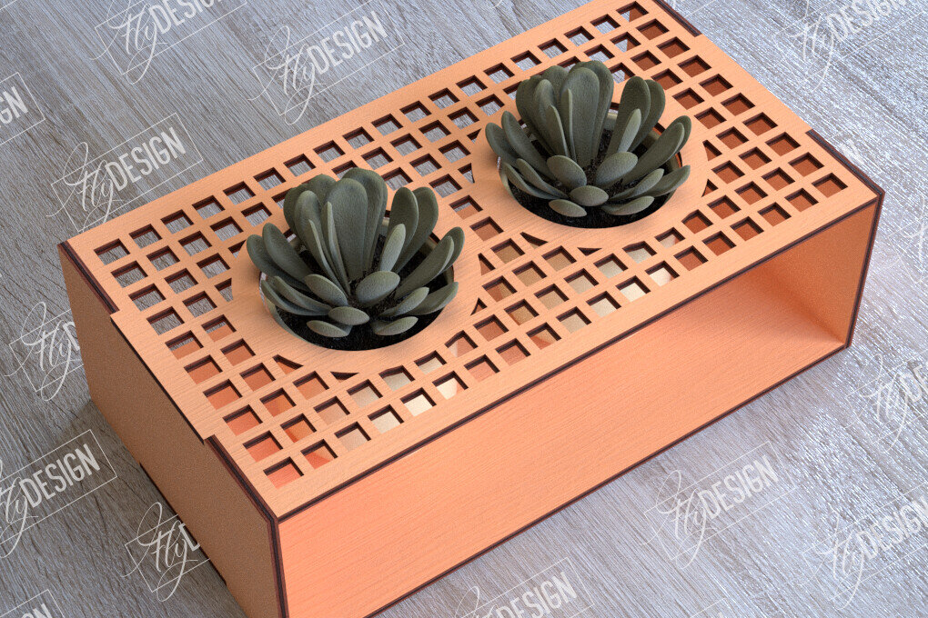 Σετ των 2 Intra απο ξύλο plywood 3mm-4mm πάχος – Στάση φυτευτών παχύφυτων | Κάτοχος λουλουδιών Δίασταση  20x20 cm INTRAFABR-101712778