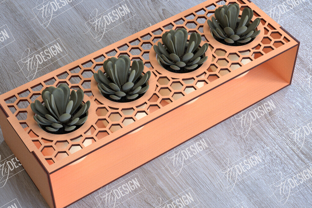 Σετ των 2 Intra απο ξύλο plywood 3mm-4mm πάχος – Στάση φυτευτών παχύφυτων | Κάτοχος λουλουδιών Δίασταση  20x20 cm INTRAFABR-101712723