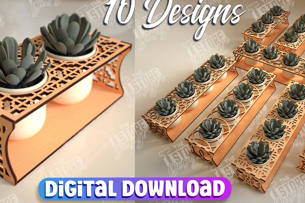 Σετ των 2 Intra απο ξύλο plywood 3mm-4mm πάχος – Πακέτο κοπής με λέιζερ βάσης χυμώδους φυτευτή Δίασταση  20x20 cm INTRAFABR-101713719