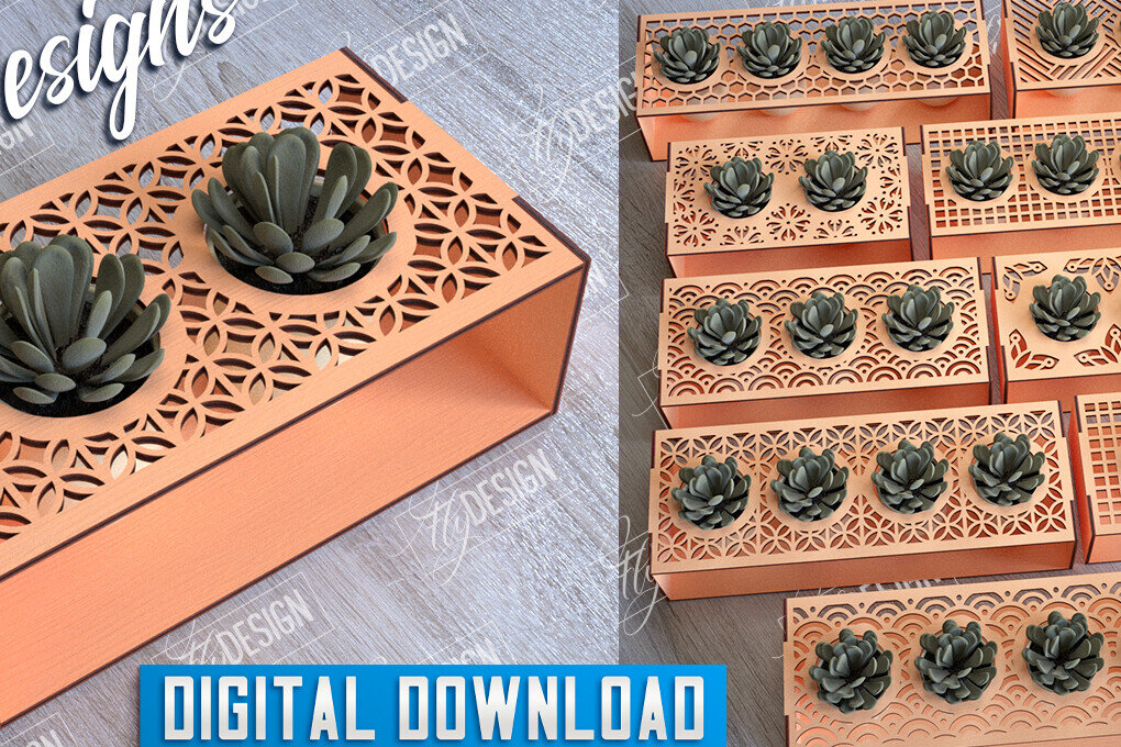 Σετ των 2 Intra απο ξύλο plywood 3mm-4mm πάχος – Πακέτο κοπής με λέιζερ βάσης χυμώδους φυτευτή Δίασταση  20x20 cm INTRAFABR-101712968