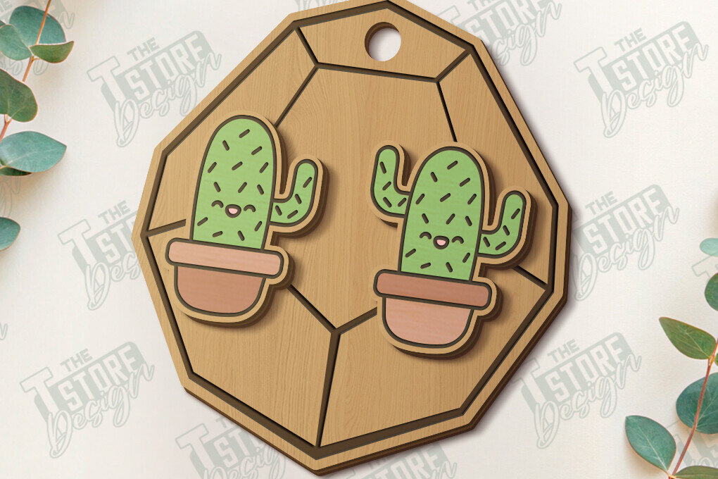 Σετ των 3 Intra απο ξύλο plywood 3mm-4mm πάχος – Succulent Stud Earrings| CNC Δίασταση  5x5 cm INTRAFABR-120095464