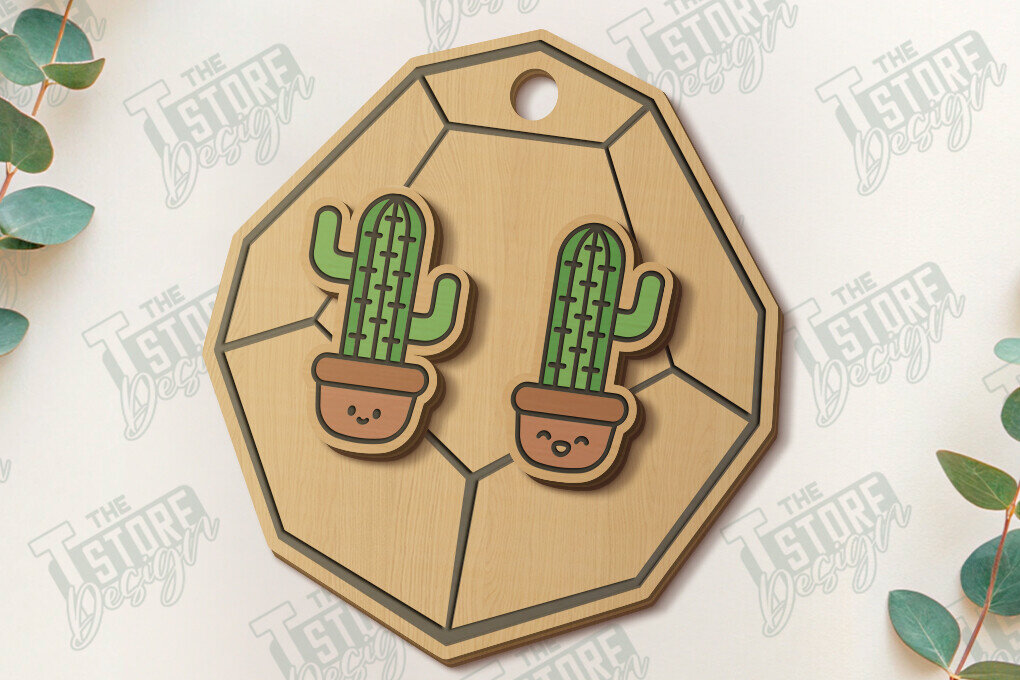 Σετ των 3 Intra απο ξύλο plywood 3mm-4mm πάχος – Succulent Stud Earrings| CNC Δίασταση  5x5 cm INTRAFABR-120095460